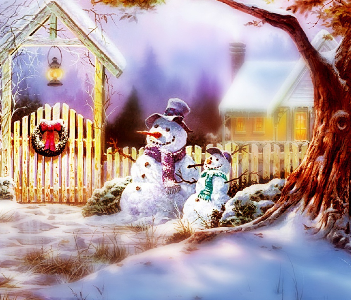 Screenshot №1 pro téma Christmas Snowmen 1200x1024