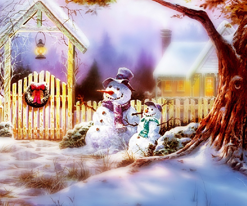Das Christmas Snowmen Wallpaper 960x800