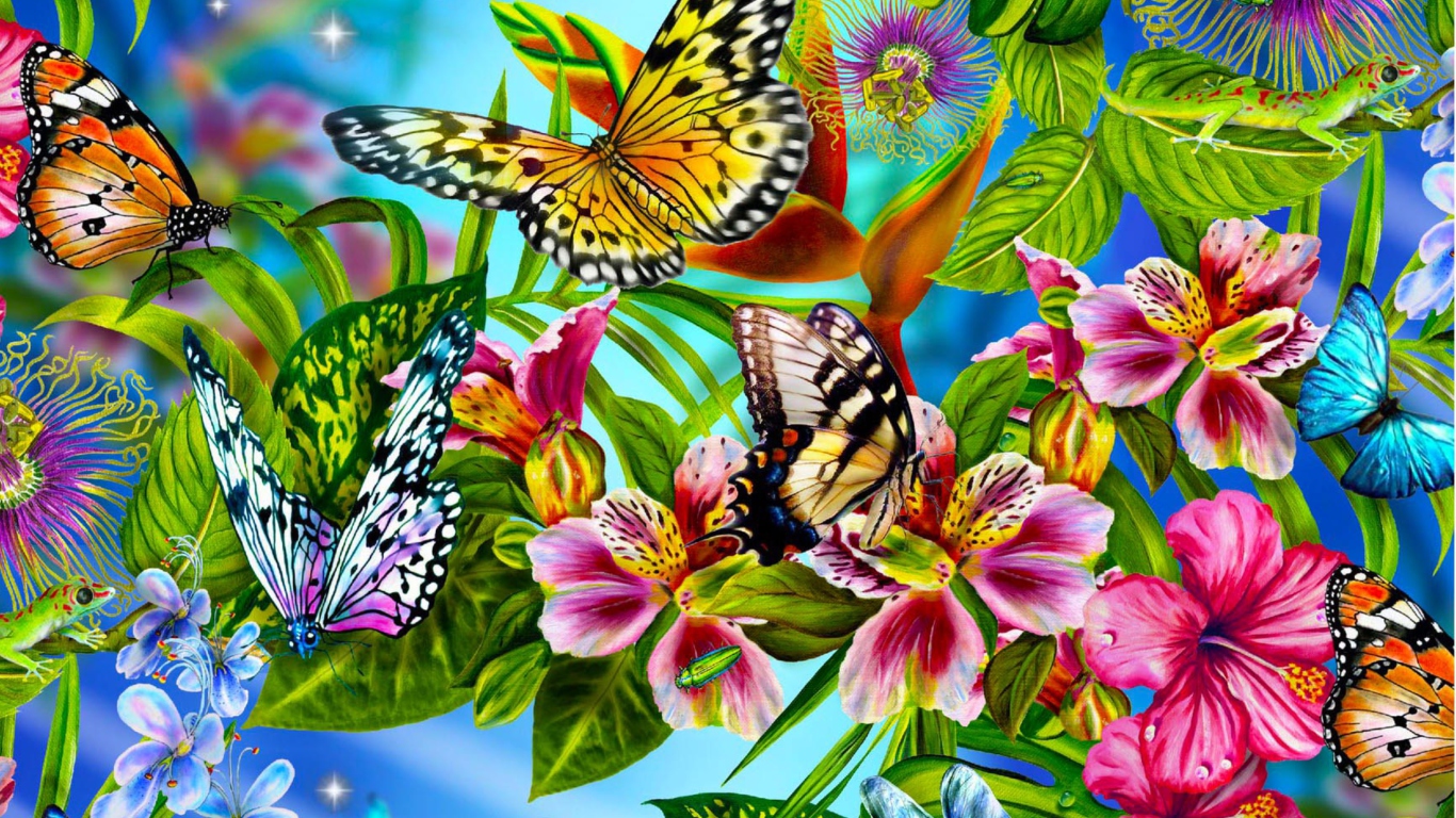 Das Discover Butterfly Meadow Wallpaper 1366x768