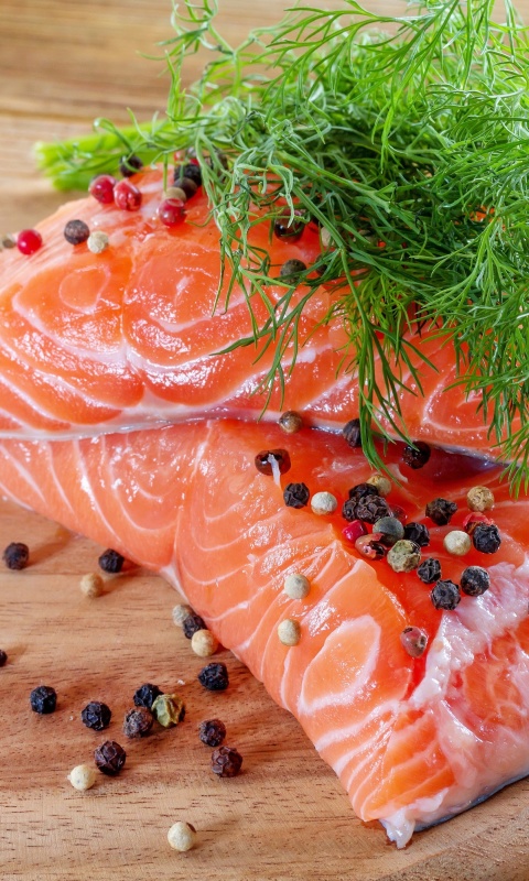 Das Salmon Dish Wallpaper 480x800