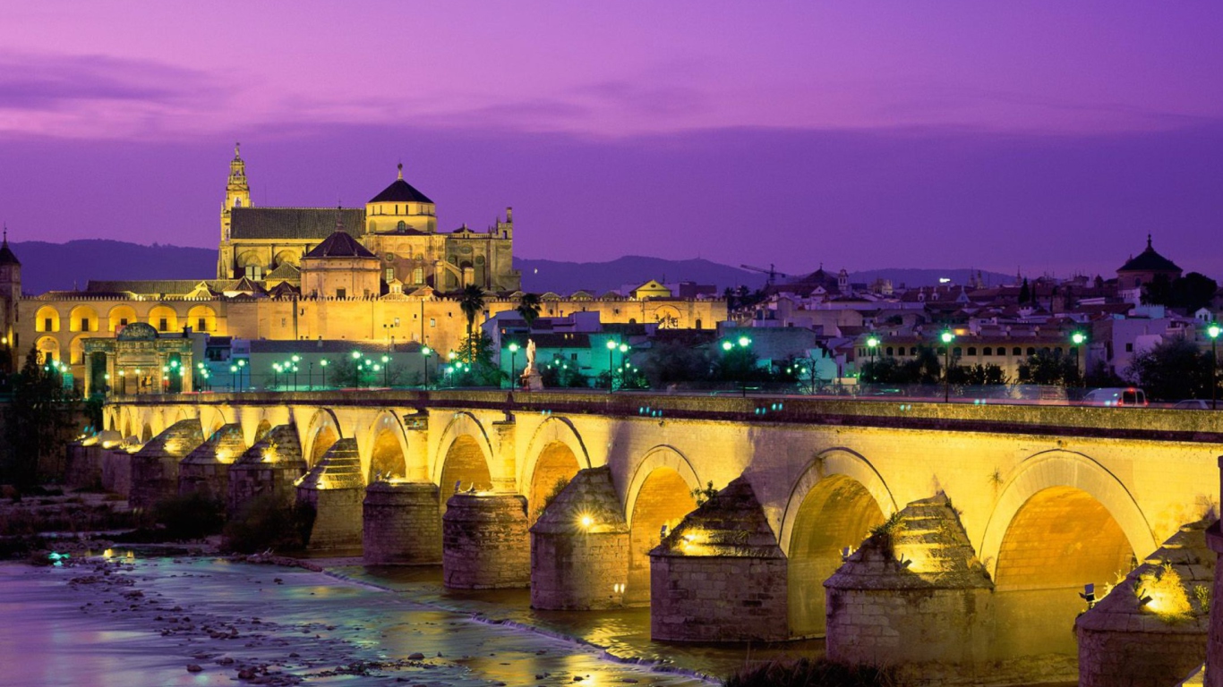 Screenshot №1 pro téma Roman Bridge - Guadalquivir River 1366x768