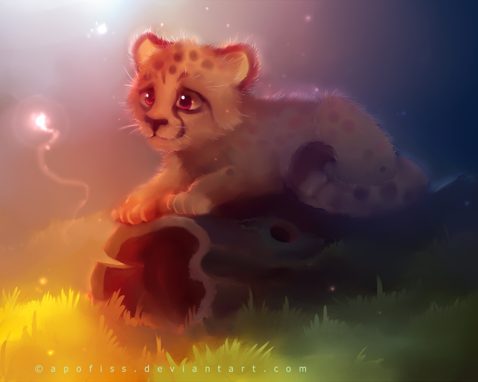 Обои Cute Cheetah Painting 1600x1280