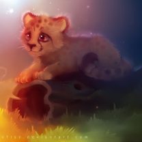Screenshot №1 pro téma Cute Cheetah Painting 208x208