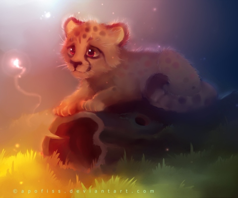 Screenshot №1 pro téma Cute Cheetah Painting 480x400