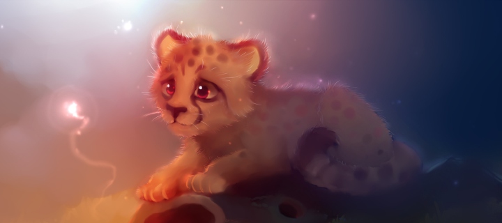 Screenshot №1 pro téma Cute Cheetah Painting 720x320