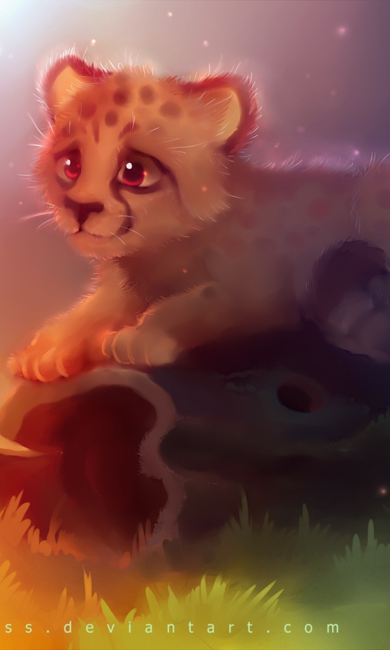 Screenshot №1 pro téma Cute Cheetah Painting 768x1280