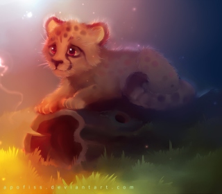 Обои Cute Cheetah Painting на телефон iPad