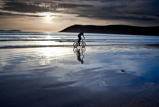 Bicycle Ride By Beach Wallpaper for Android, iPhone and iPad