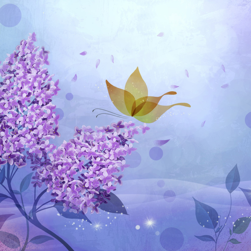Screenshot №1 pro téma Butterfly Lilac Art 1024x1024