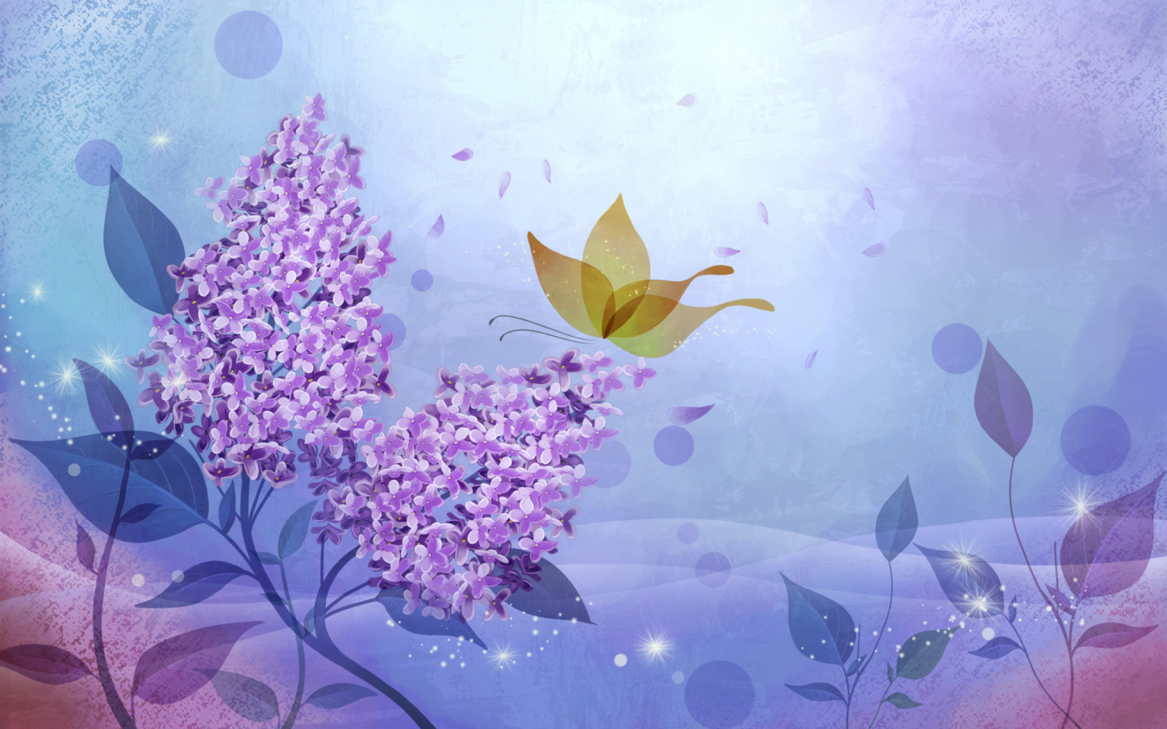 Screenshot №1 pro téma Butterfly Lilac Art 1680x1050