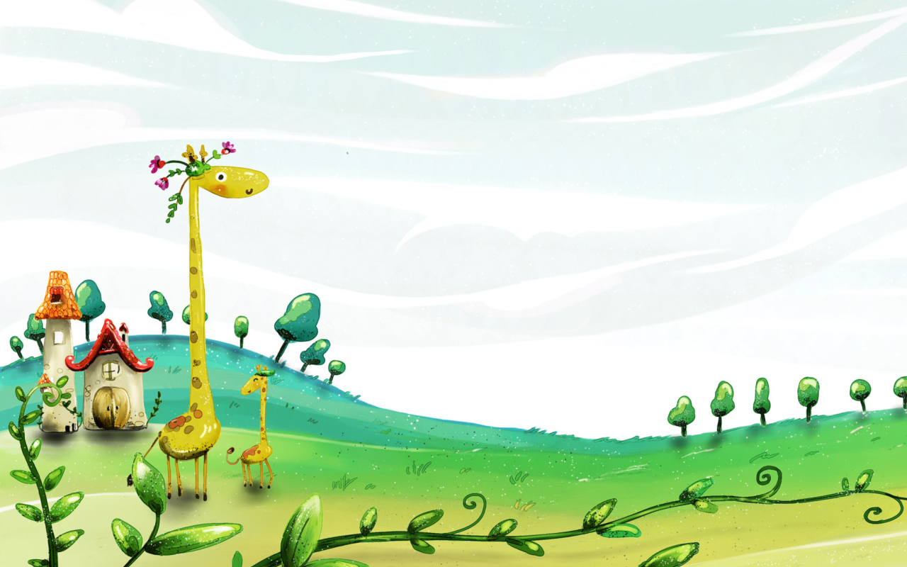 Screenshot №1 pro téma Vector Spring Giraffes 1280x800