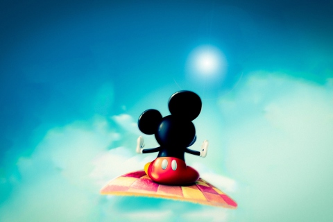 Fondo de pantalla Mickey Mouse Flying In Sky 480x320