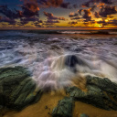 Das Seashore with big stones UHD Wallpaper 128x128