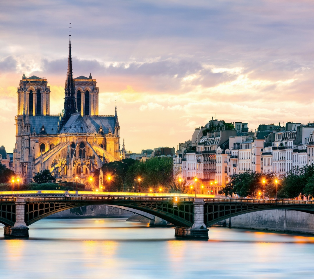 Обои Notre Dame de Paris Catholic Cathedral 1080x960