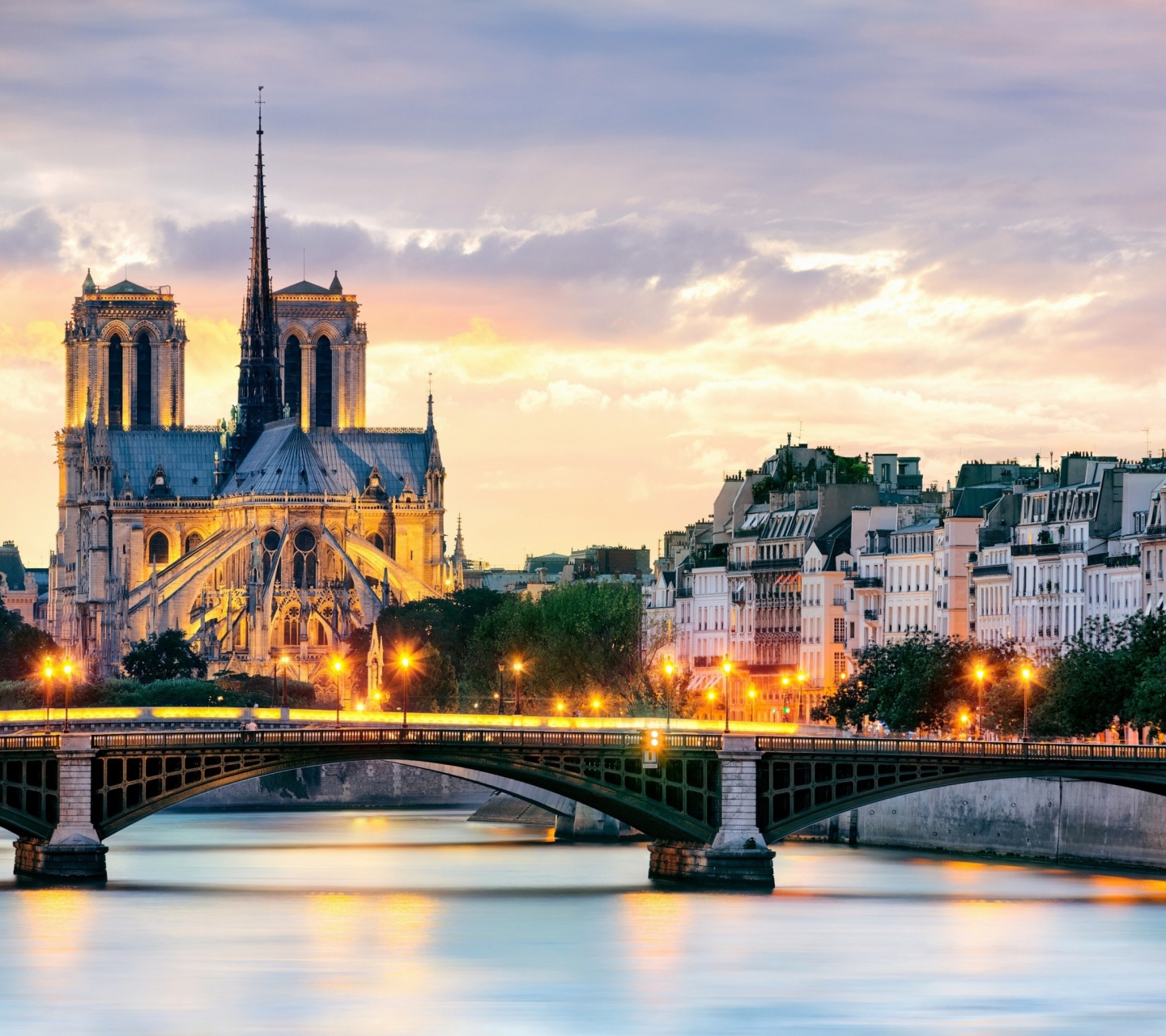 Обои Notre Dame de Paris Catholic Cathedral 1440x1280