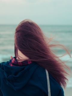 Girl Looking At Sea wallpaper 240x320