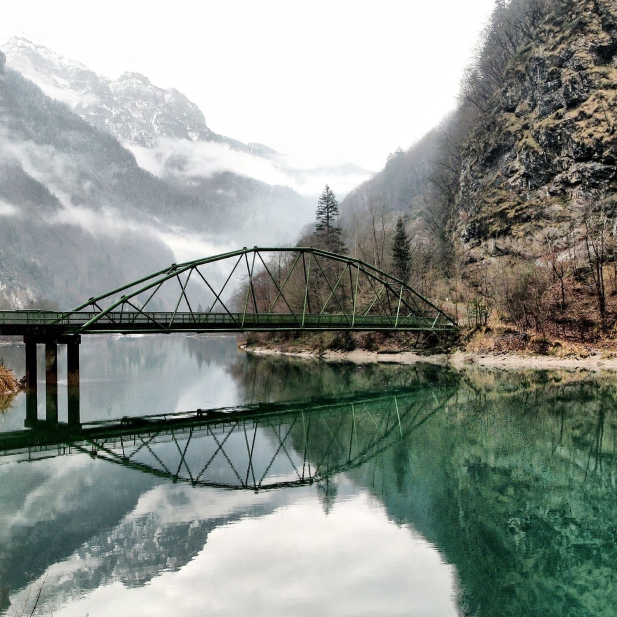 Bridge Over Mountain River wallpaper 2048x2048