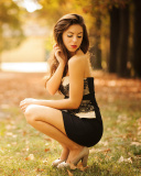 Sweet Model in Black Dress wallpaper 128x160