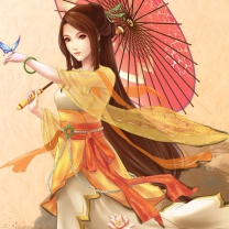 Screenshot №1 pro téma Japanese Woman & Butterfly 208x208