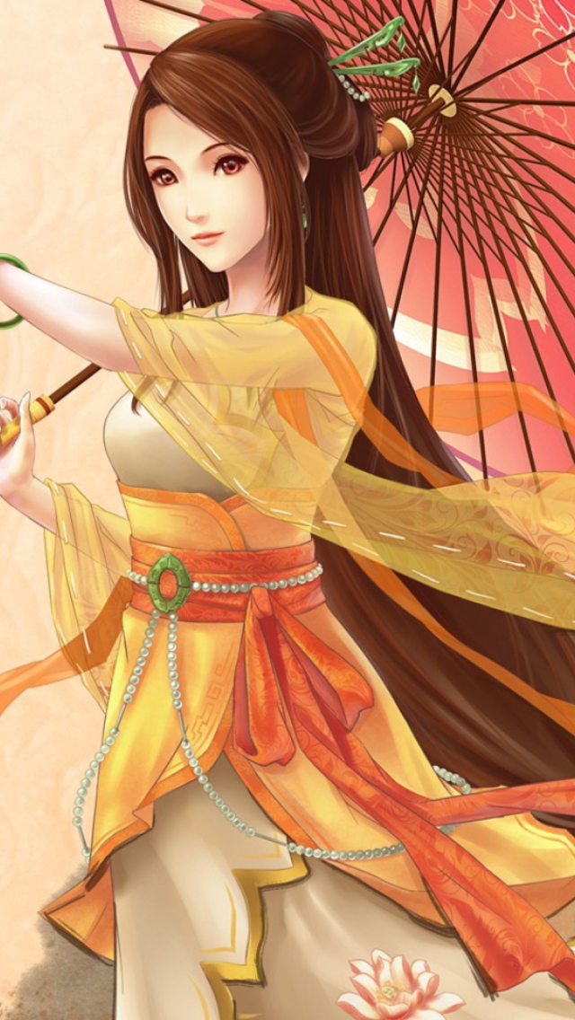 Fondo de pantalla Japanese Woman & Butterfly 640x1136