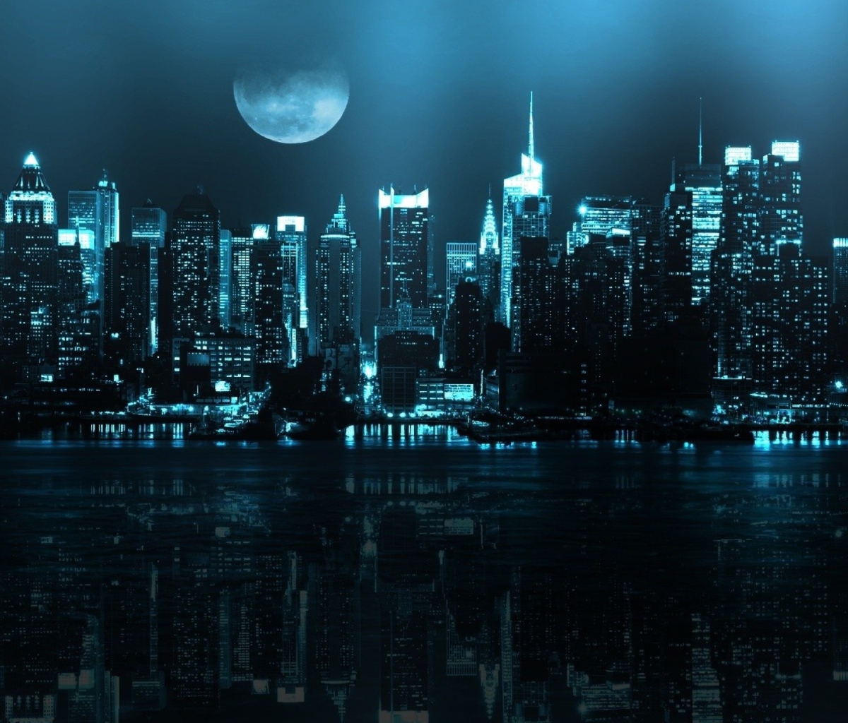 City In Moonlight wallpaper 1200x1024