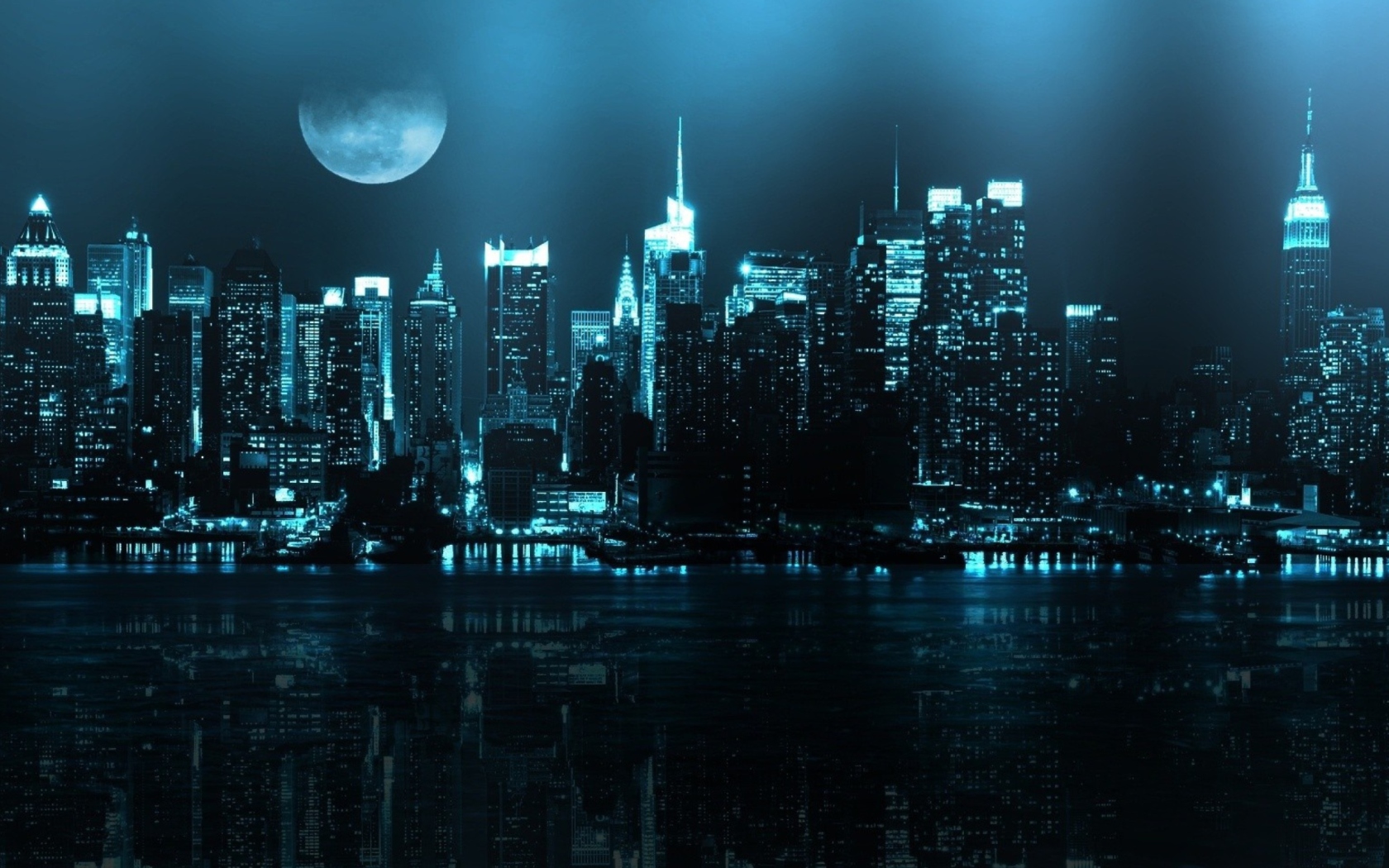 Das City In Moonlight Wallpaper 1680x1050