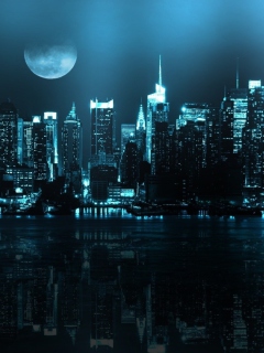 Das City In Moonlight Wallpaper 240x320
