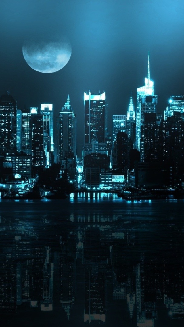 City In Moonlight wallpaper 640x1136