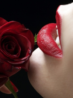 Das Red Rose - Red Lips Wallpaper 240x320