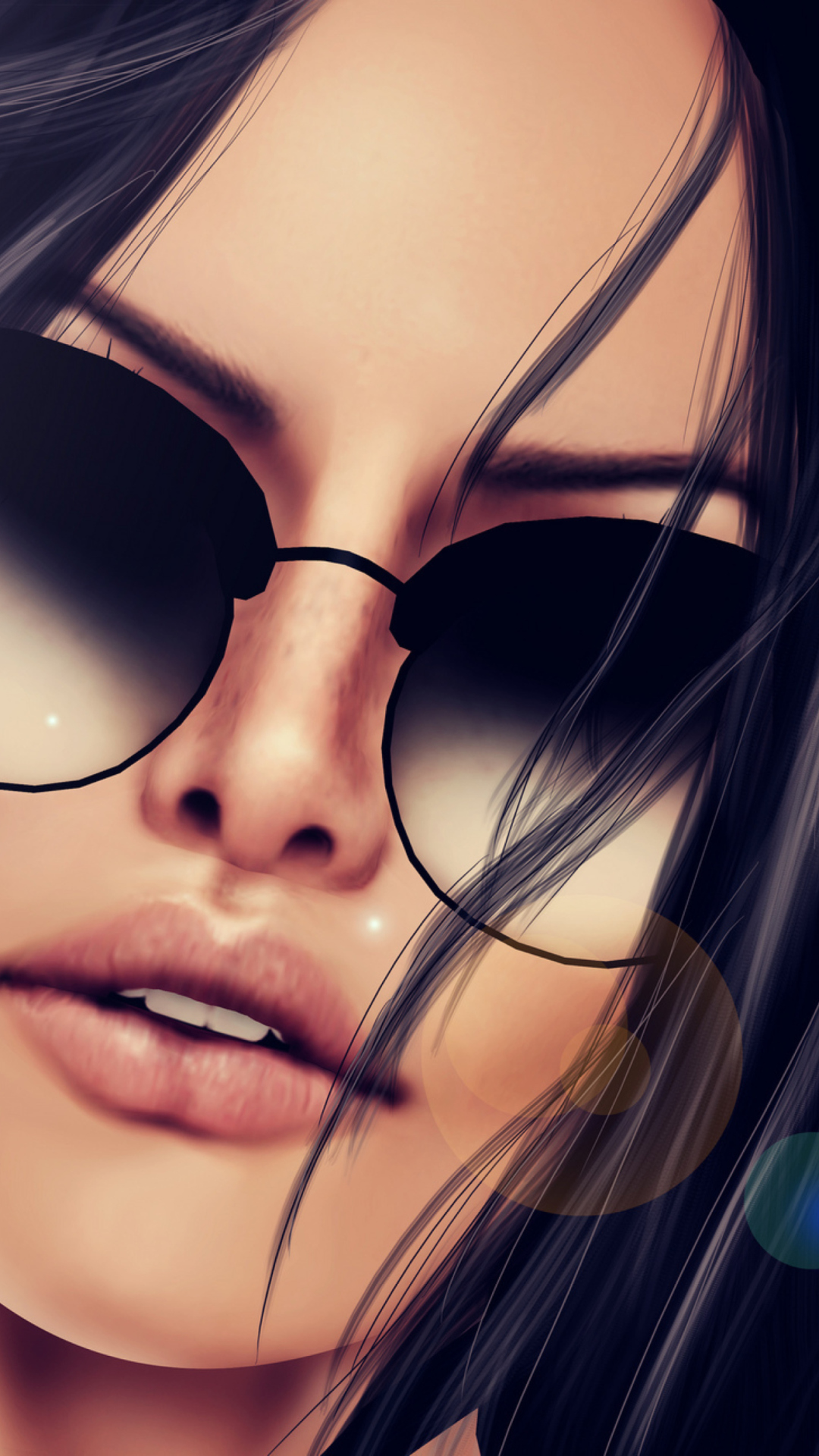 Fondo de pantalla 3D Girl's Face In Sunglasses 1080x1920