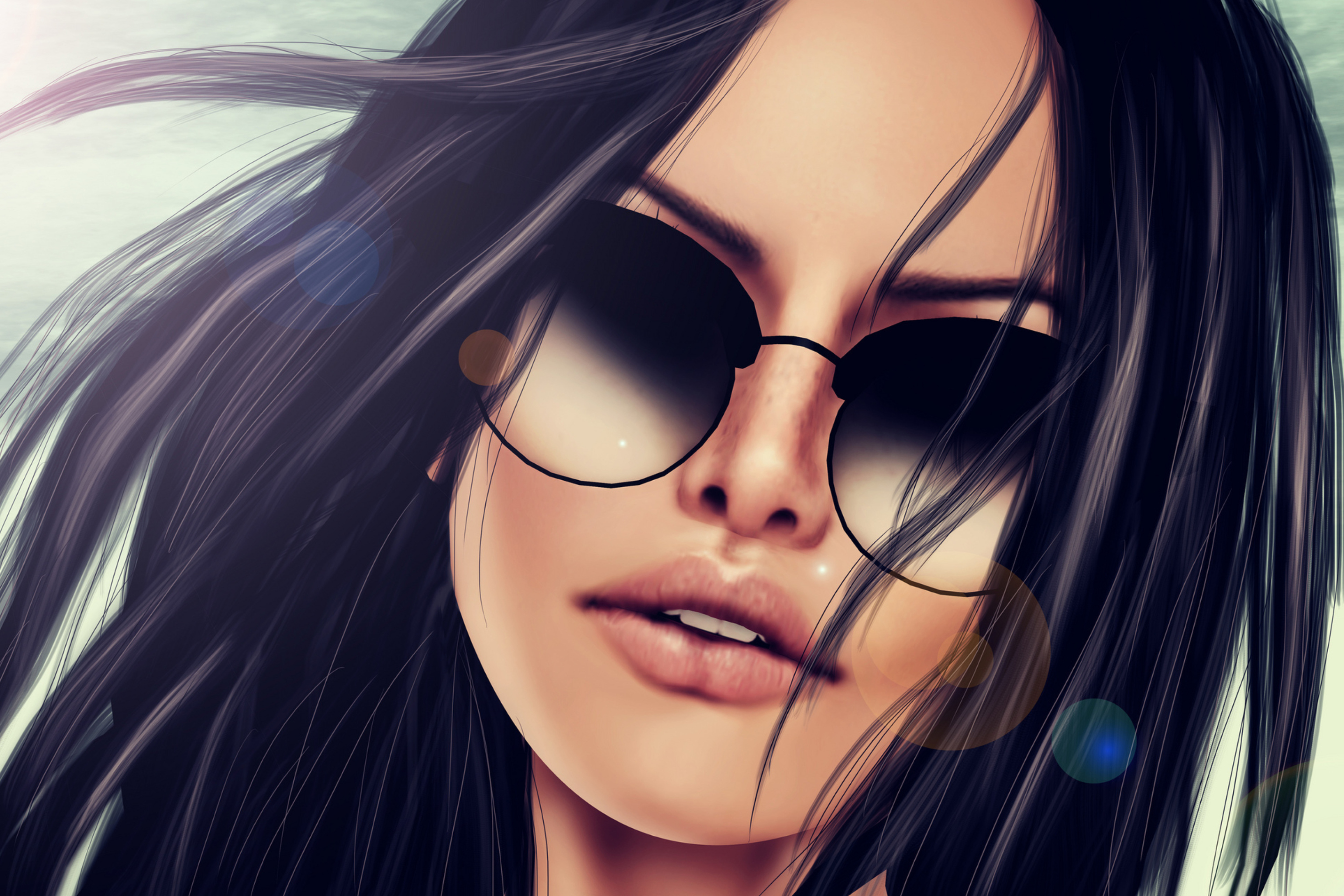 Screenshot №1 pro téma 3D Girl's Face In Sunglasses 2880x1920
