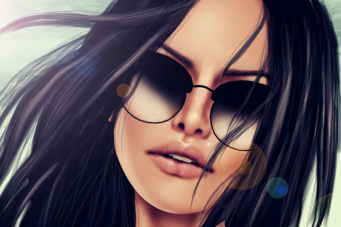 3D Girl's Face In Sunglasses screenshot #1 480x320