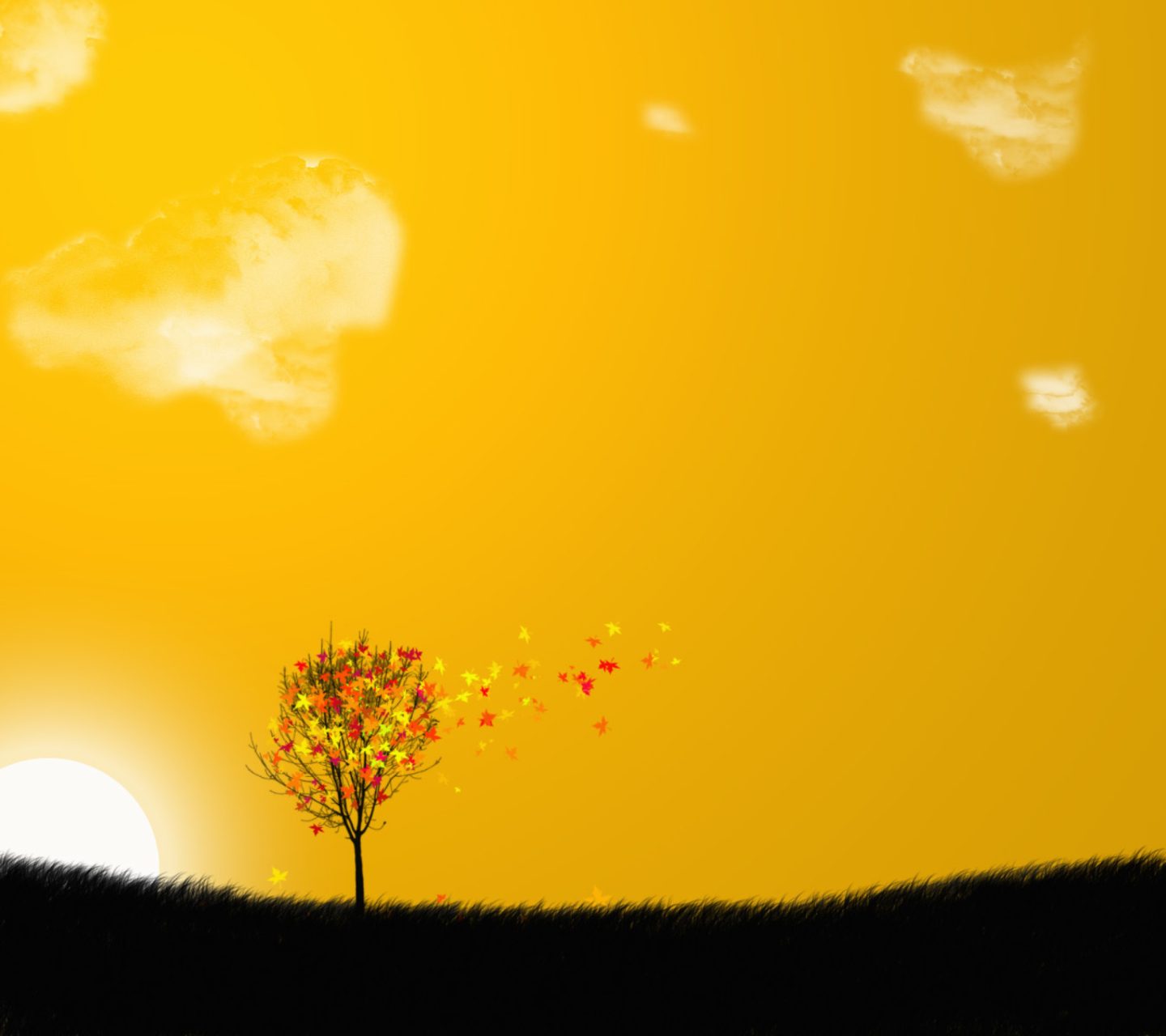 Fondo de pantalla Golden Autumn Illustration 1440x1280