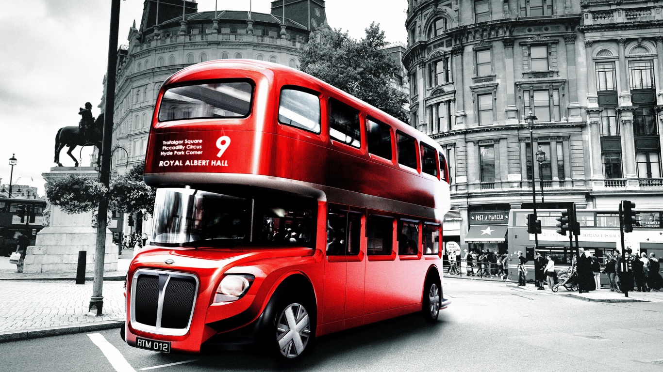 Fondo de pantalla Double Decker English Bus 1366x768