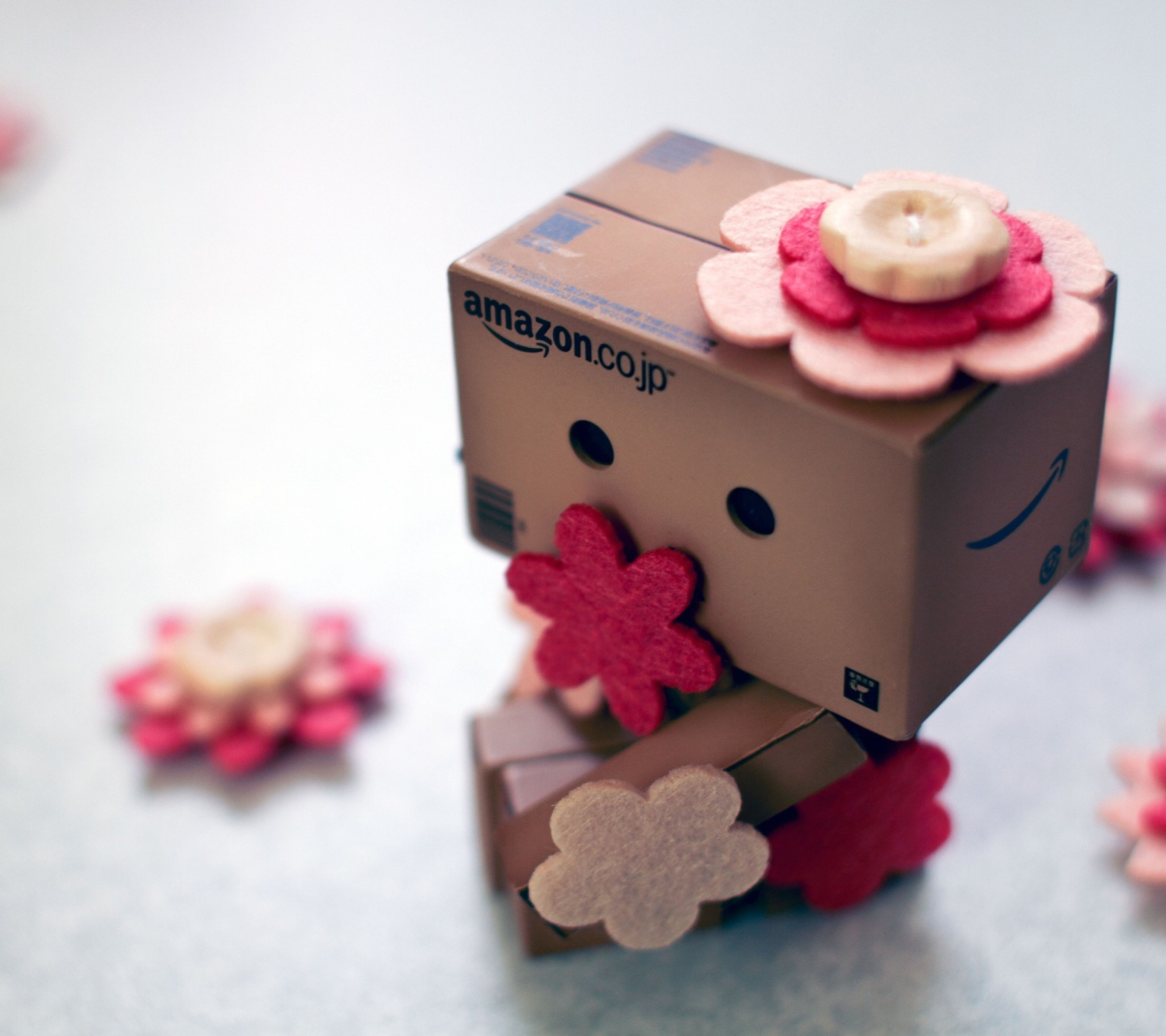 Обои Danbo And Flowers 1440x1280