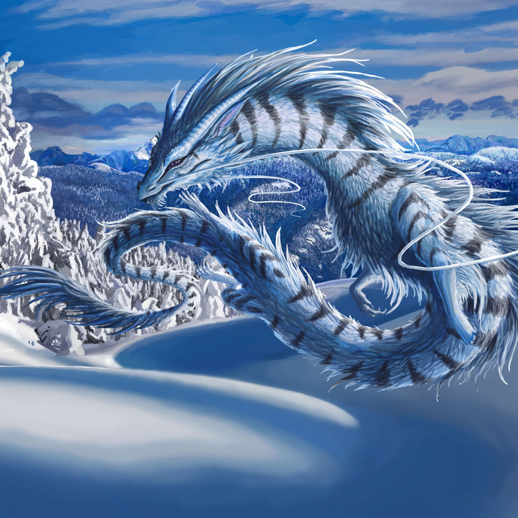 Das Winter Dragon Wallpaper 1024x1024