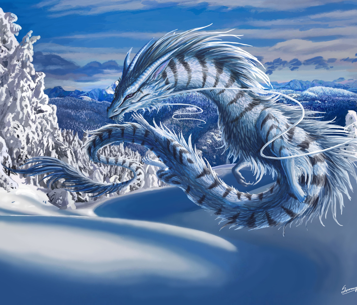 Das Winter Dragon Wallpaper 1200x1024