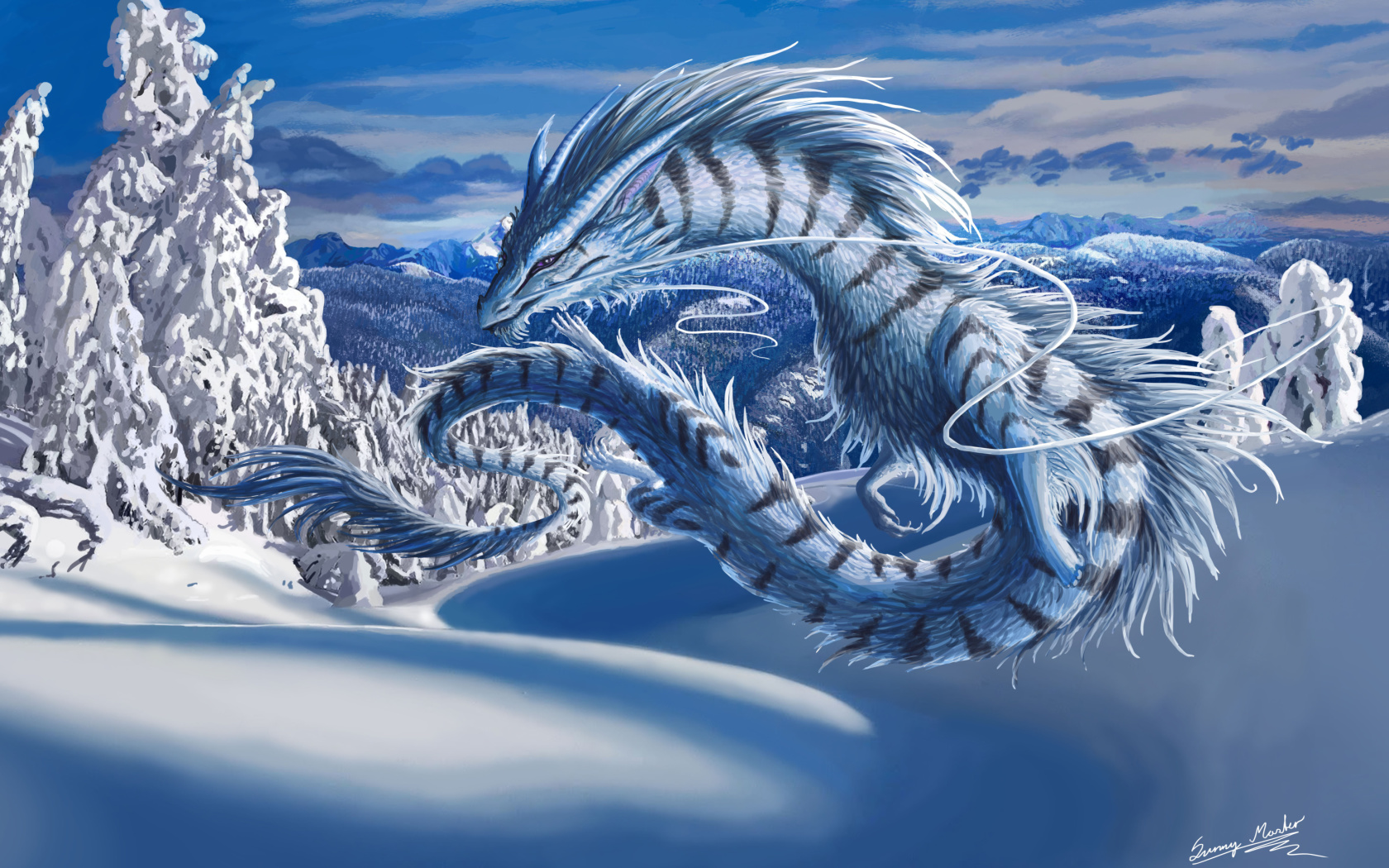 Winter Dragon wallpaper 1680x1050