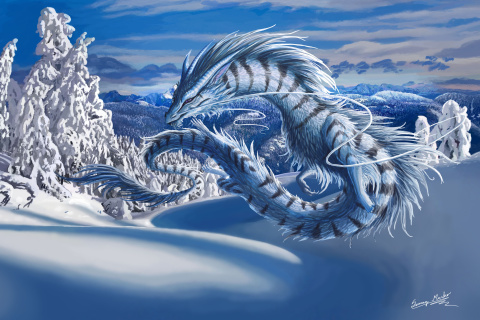 Das Winter Dragon Wallpaper 480x320