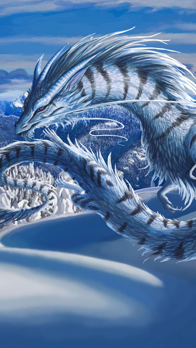 Das Winter Dragon Wallpaper 640x1136
