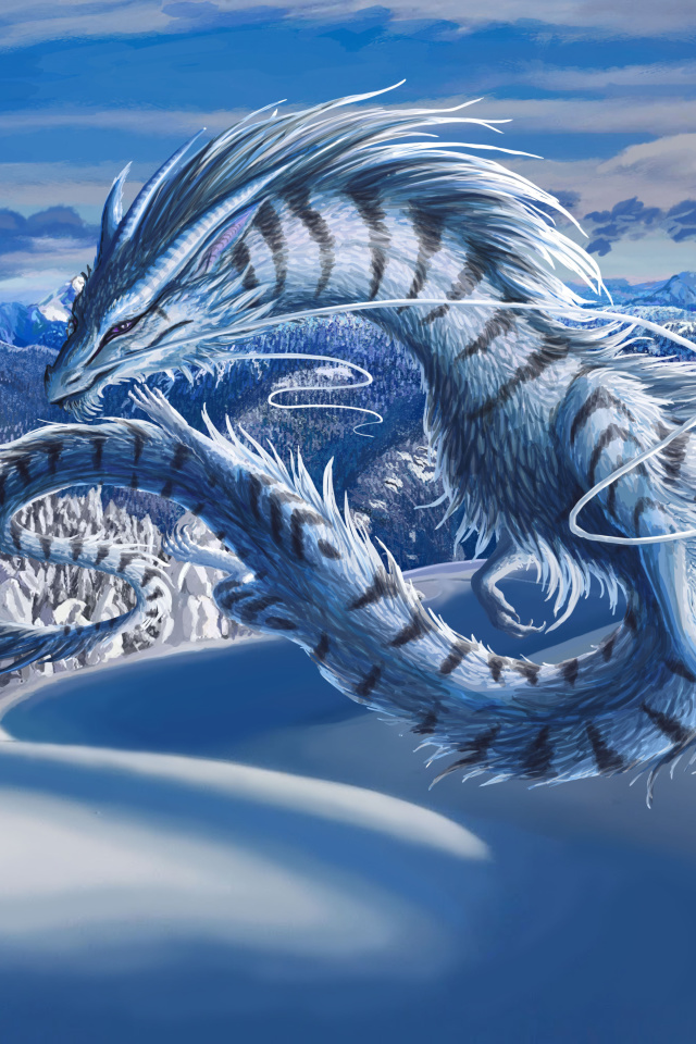 Fondo de pantalla Winter Dragon 640x960