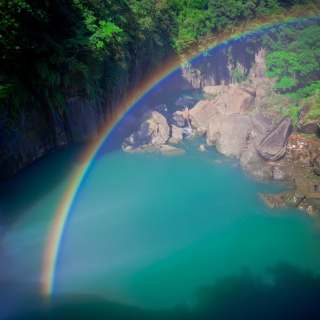 Kostenloses Rainbow Over Lagoon Wallpaper für 208x208