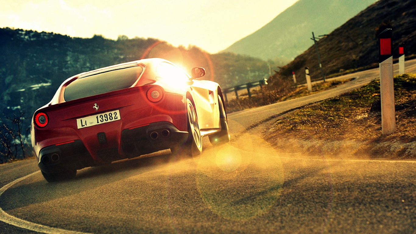 Screenshot №1 pro téma Ferrari F12 Berlinetta At Sunset 1366x768