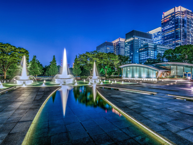 Das Wadakura Fountain Park in Tokyo Wallpaper 640x480