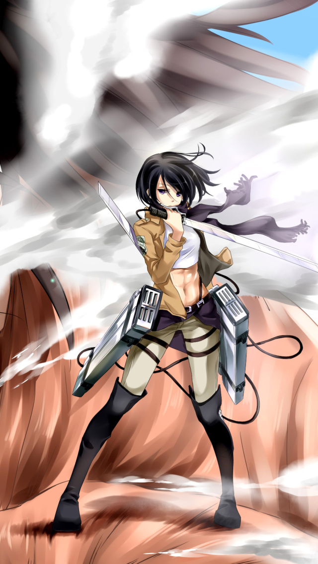 Mikasa Ackerman from Attack on Titan wallpaper 640x1136