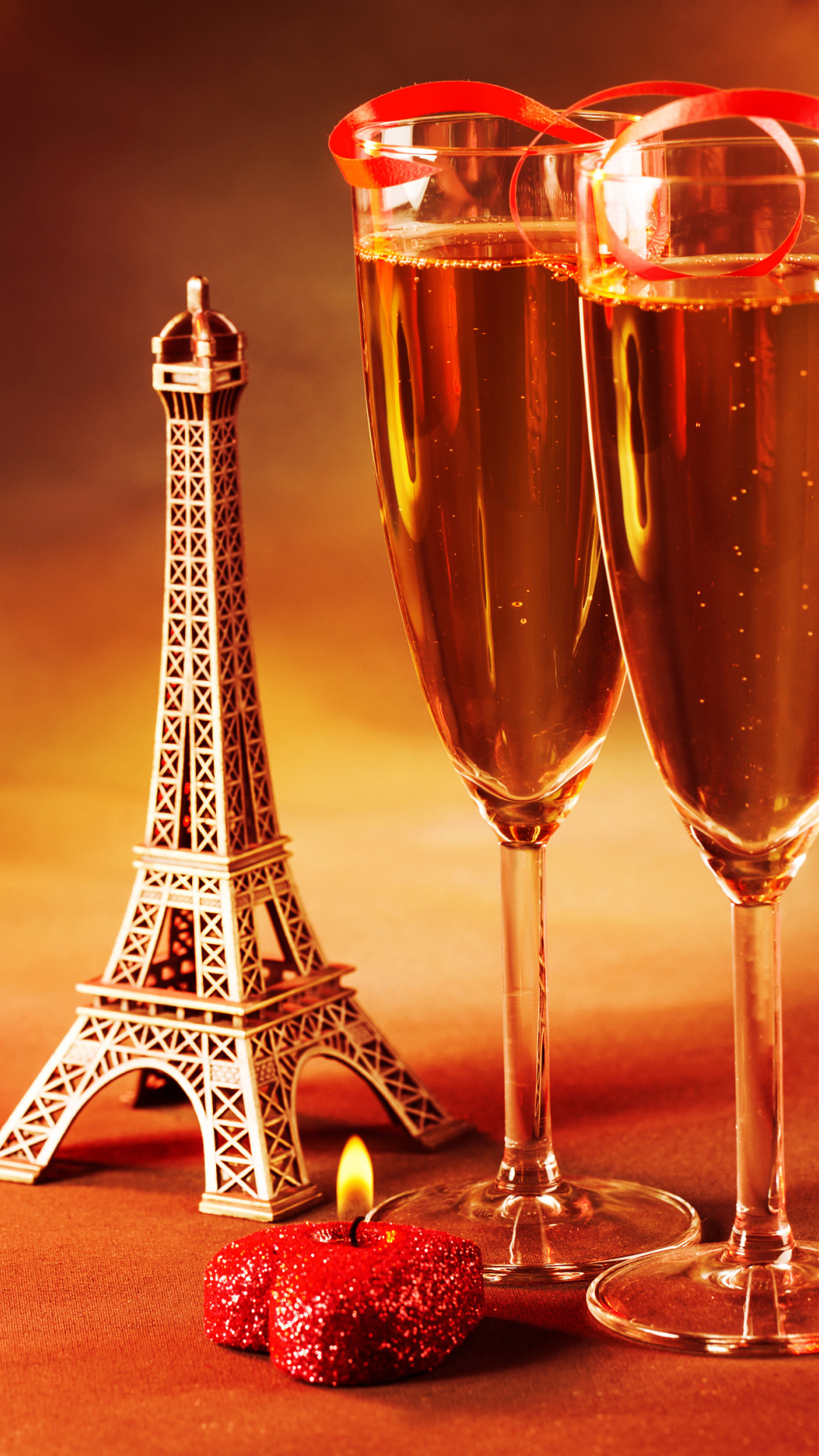Обои Paris Mini Eiffel Tower And Champagne 1080x1920