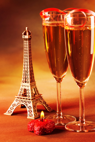 Fondo de pantalla Paris Mini Eiffel Tower And Champagne 320x480