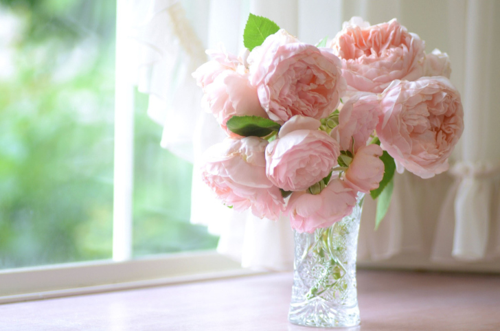 Soft Pink Peonies Bouquet wallpaper