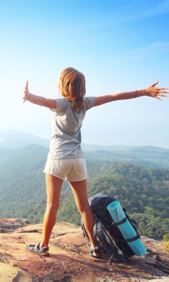 Обои Backpacker tourist girl 240x400