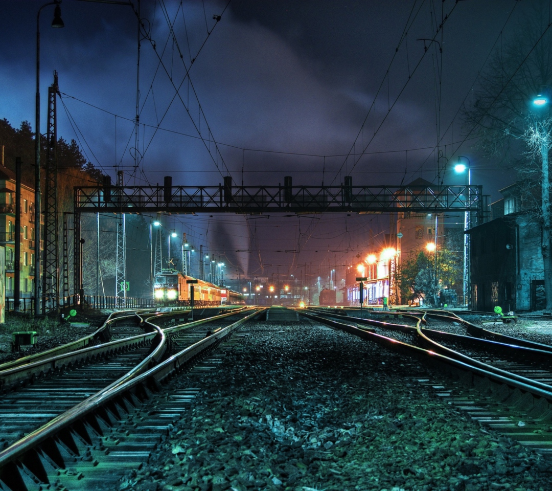 Railway Station At Night wallpaper 1080x960